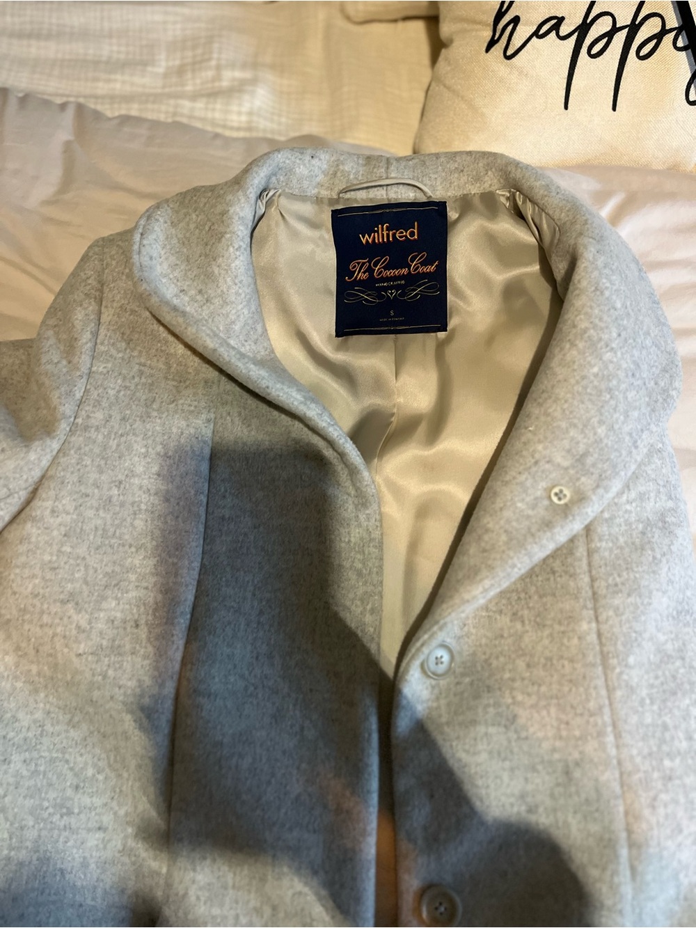 Wilfred Light Gray Cocoon Coat - Wool Blend Peacoat